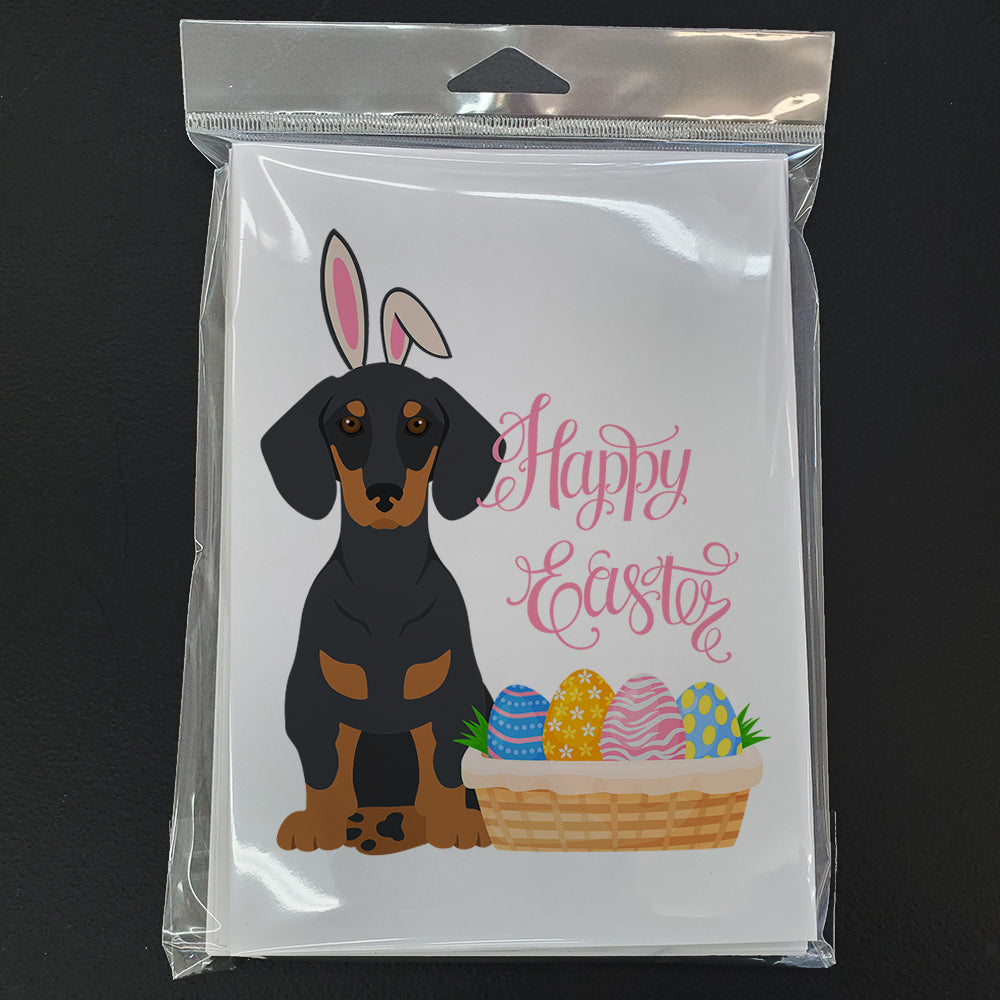 Caroline's Treasures Black and Tan Dachshund Easter Greeting Cards - Blank Note Cards – 8-Pack of Artist-Designed Cards with Envelopes