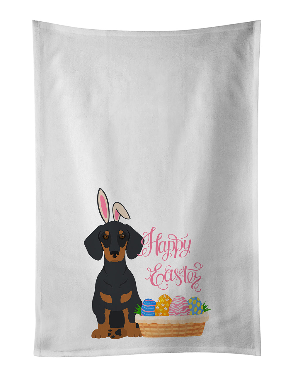 Buy this Black and Tan Dachshund Easter White Kitchen Towel Set of 2 Dish Towels