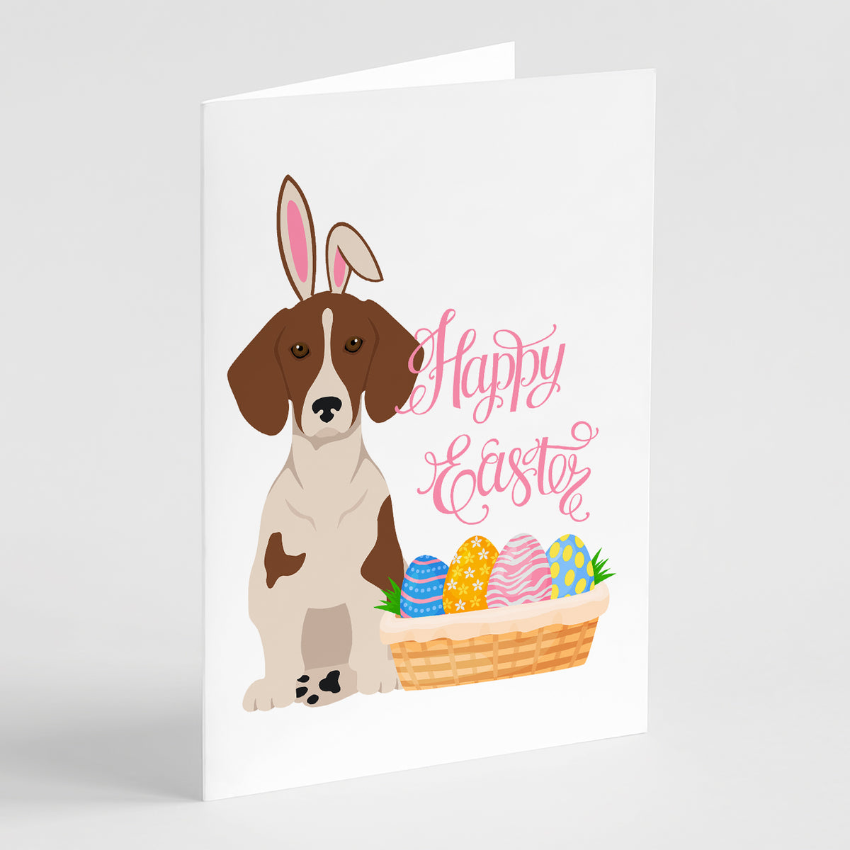 Caroline's Treasures Red Piebald Dachshund Easter Greeting Cards - Blank Note Cards – 8-Pack of Artist-Designed Cards with Envelopes