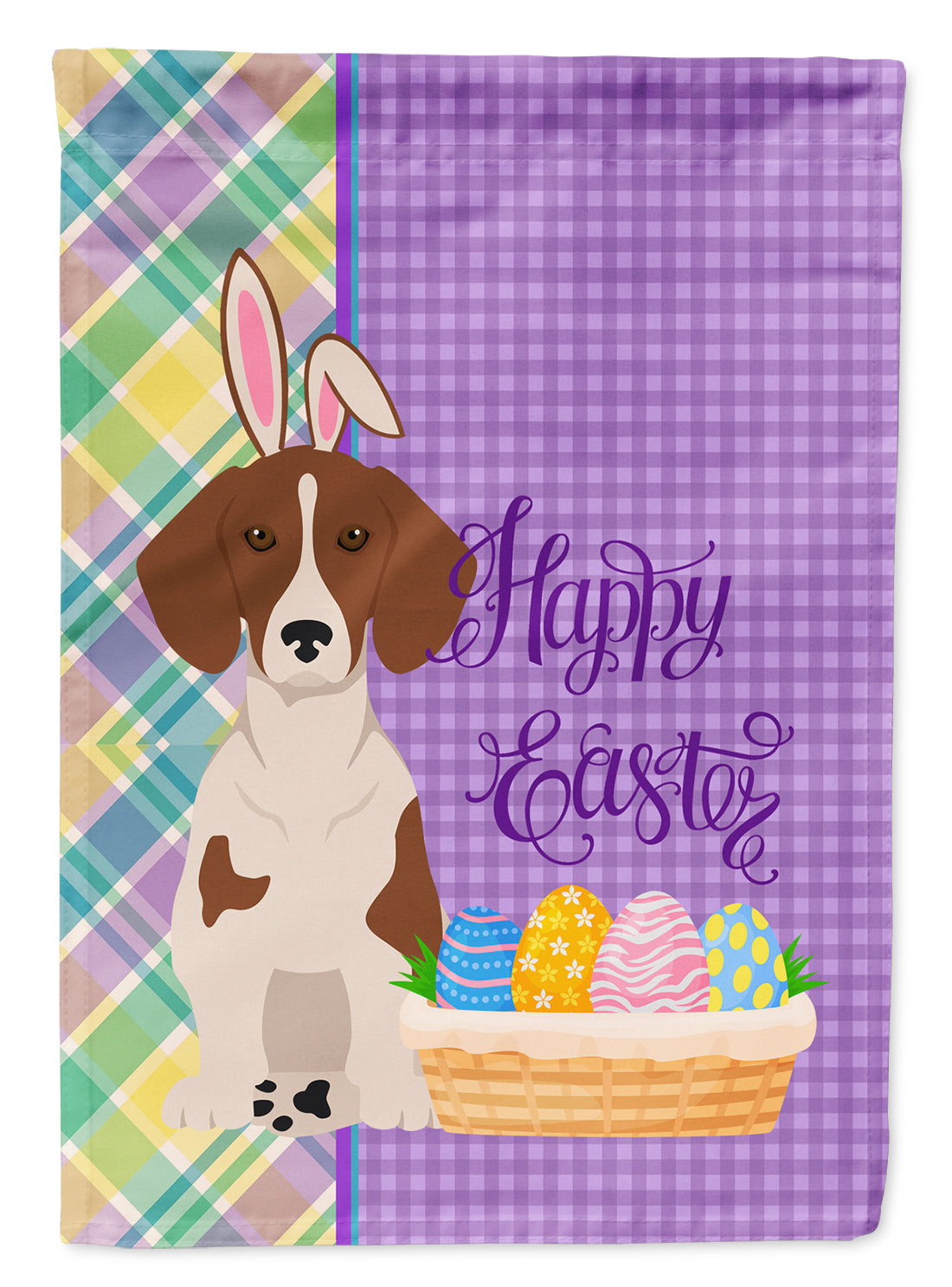 Red Piebald Dachshund Easter Flag Garden Size  the-store.com.