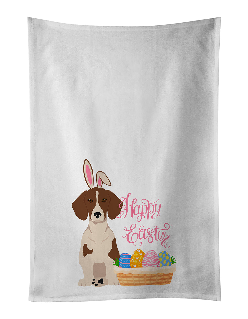Buy this Red Piebald Dachshund Easter White Kitchen Towel Set of 2 Dish Towels