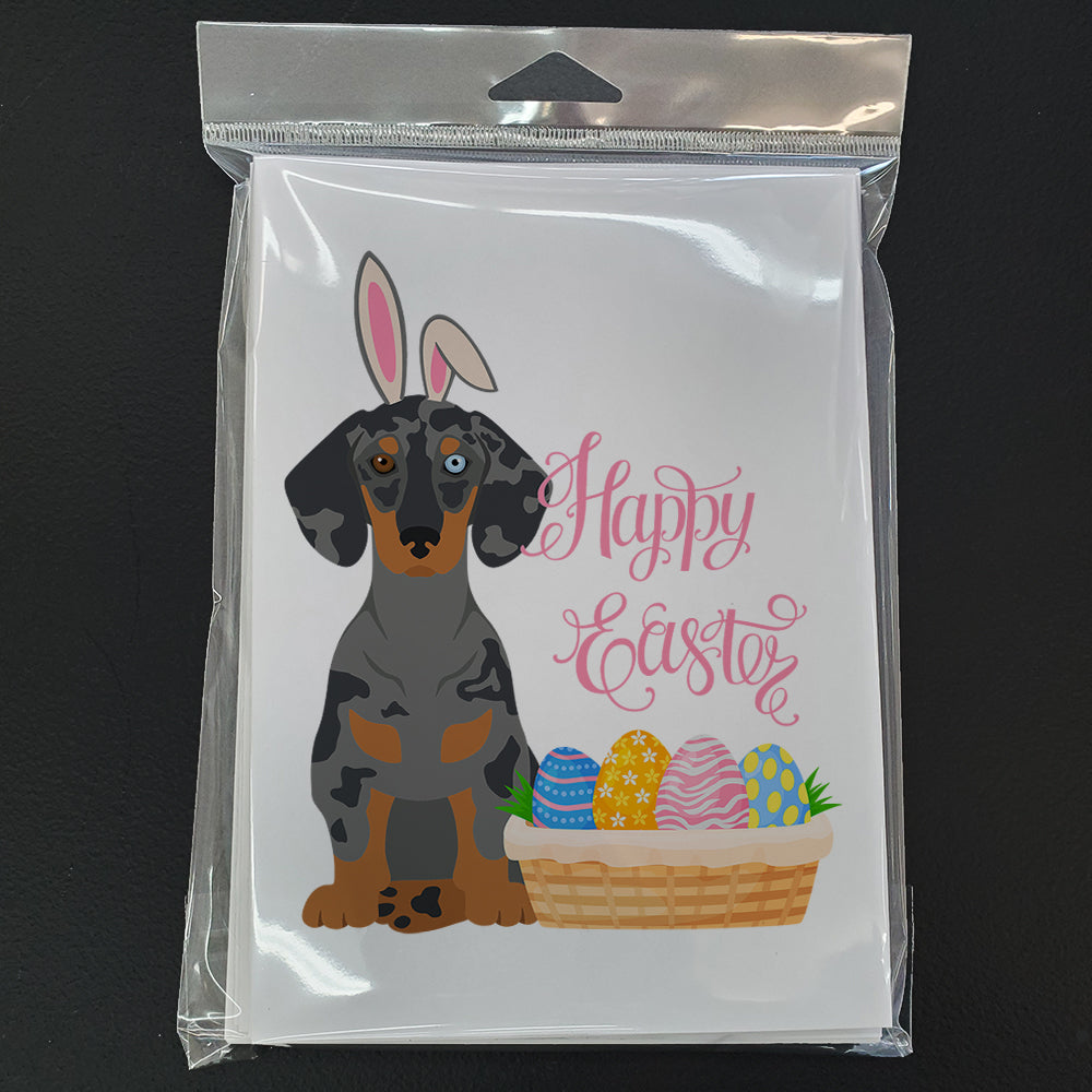 Caroline's Treasures Black Dapple Dachshund Easter Greeting Cards - Blank Note Cards – 8-Pack of Artist-Designed Cards with Envelopes