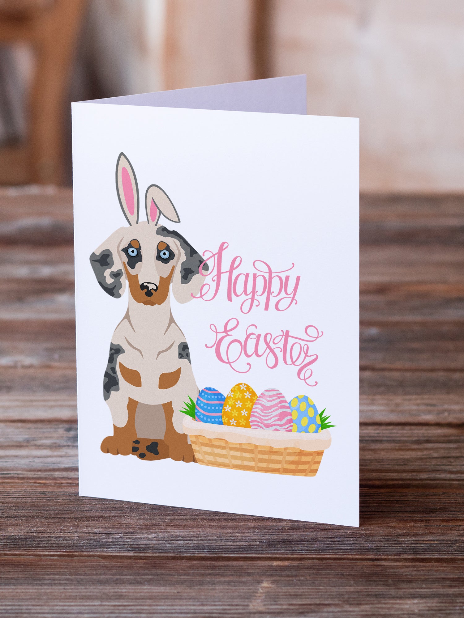 Cream Dapple Dachshund Easter Greeting Cards and Envelopes Pack of 8 - the-store.com