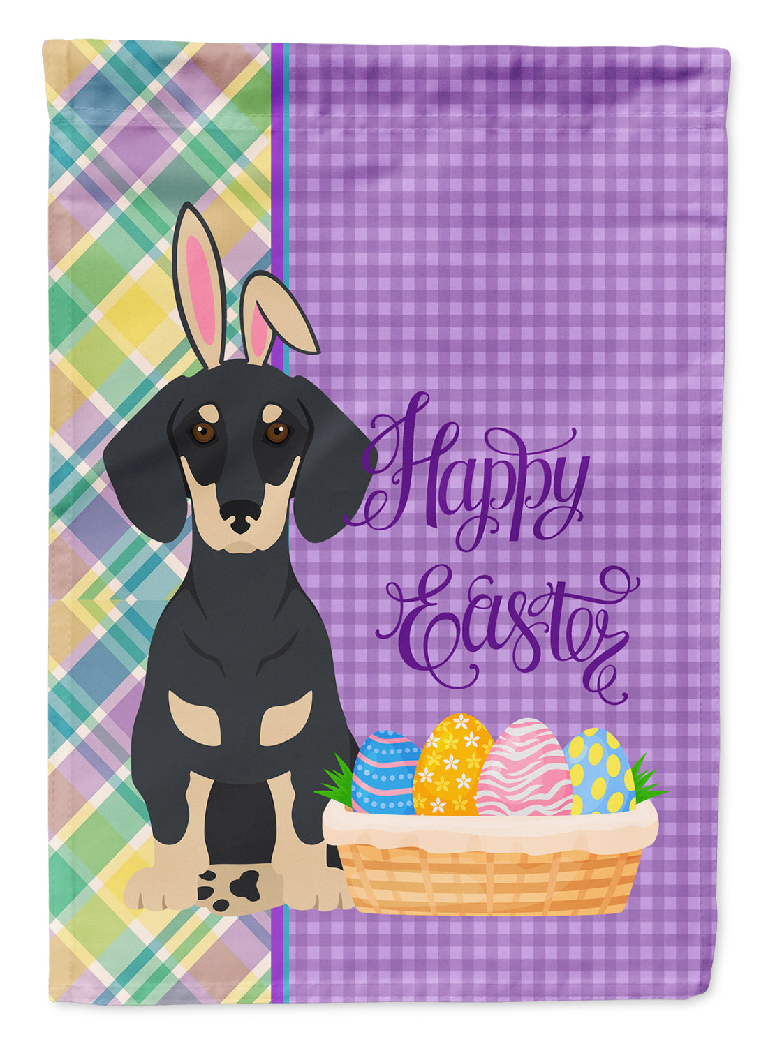 Black and Cream Dachshund Easter Flag Garden Size  the-store.com.