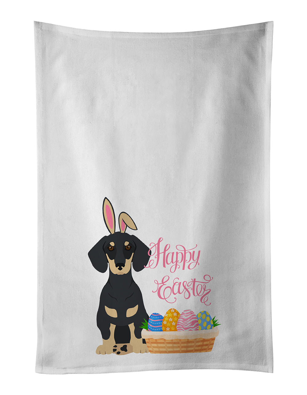 Buy this Black and Cream Dachshund Easter White Kitchen Towel Set of 2 Dish Towels