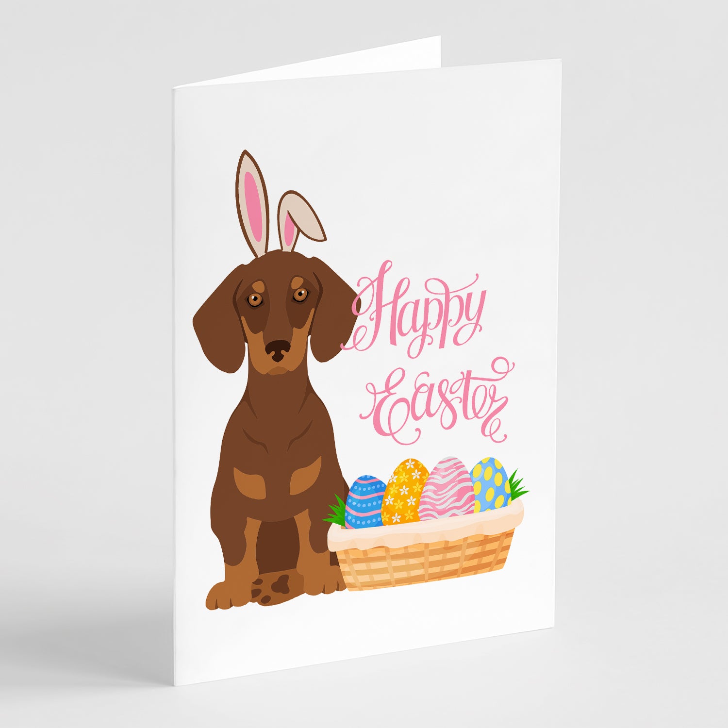 Caroline's Treasures Chocolate and Tan Dachshund Easter Greeting Cards - Blank Note Cards – 8-Pack of Artist-Designed Cards with Envelopes