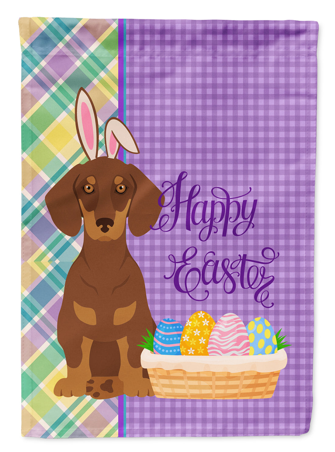 Chocolate and Tan Dachshund Easter Flag Garden Size  the-store.com.