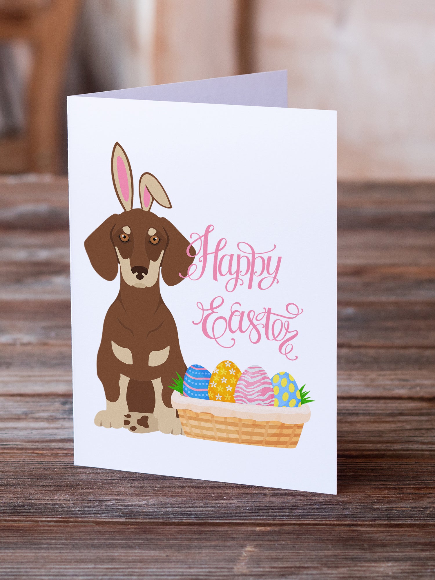 Chocolate and Cream Dachshund Easter Greeting Cards and Envelopes Pack of 8 - the-store.com