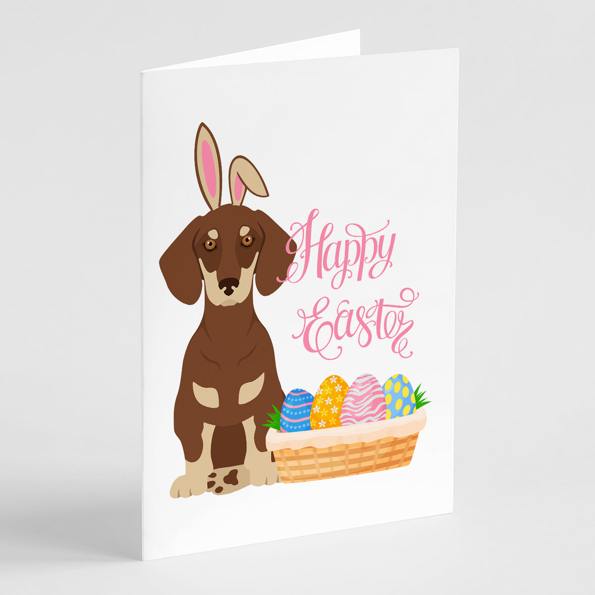 Caroline's Treasures Chocolate and Cream Dachshund Easter Greeting Cards - Blank Note Cards – 8-Pack of Artist-Designed Cards with Envelopes