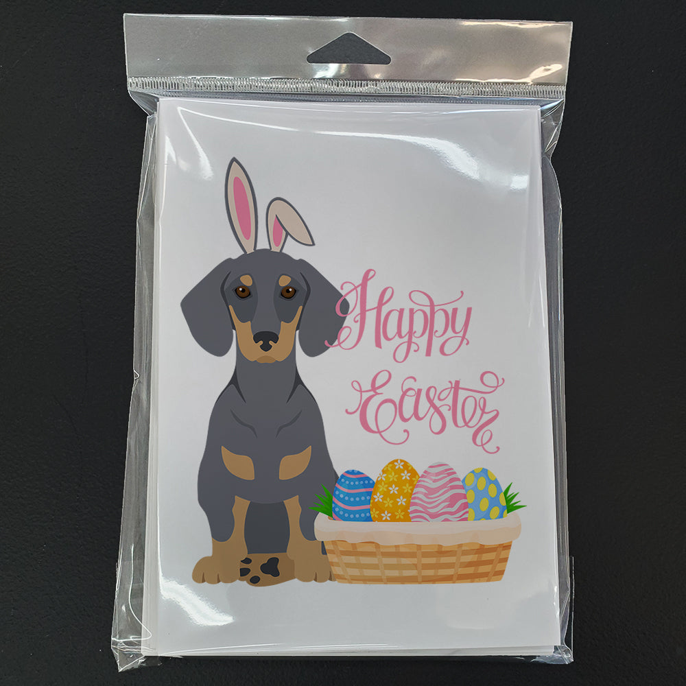 Caroline's Treasures Blue and Tan Dachshund Easter Greeting Cards - Blank Note Cards – 8-Pack of Artist-Designed Cards with Envelopes