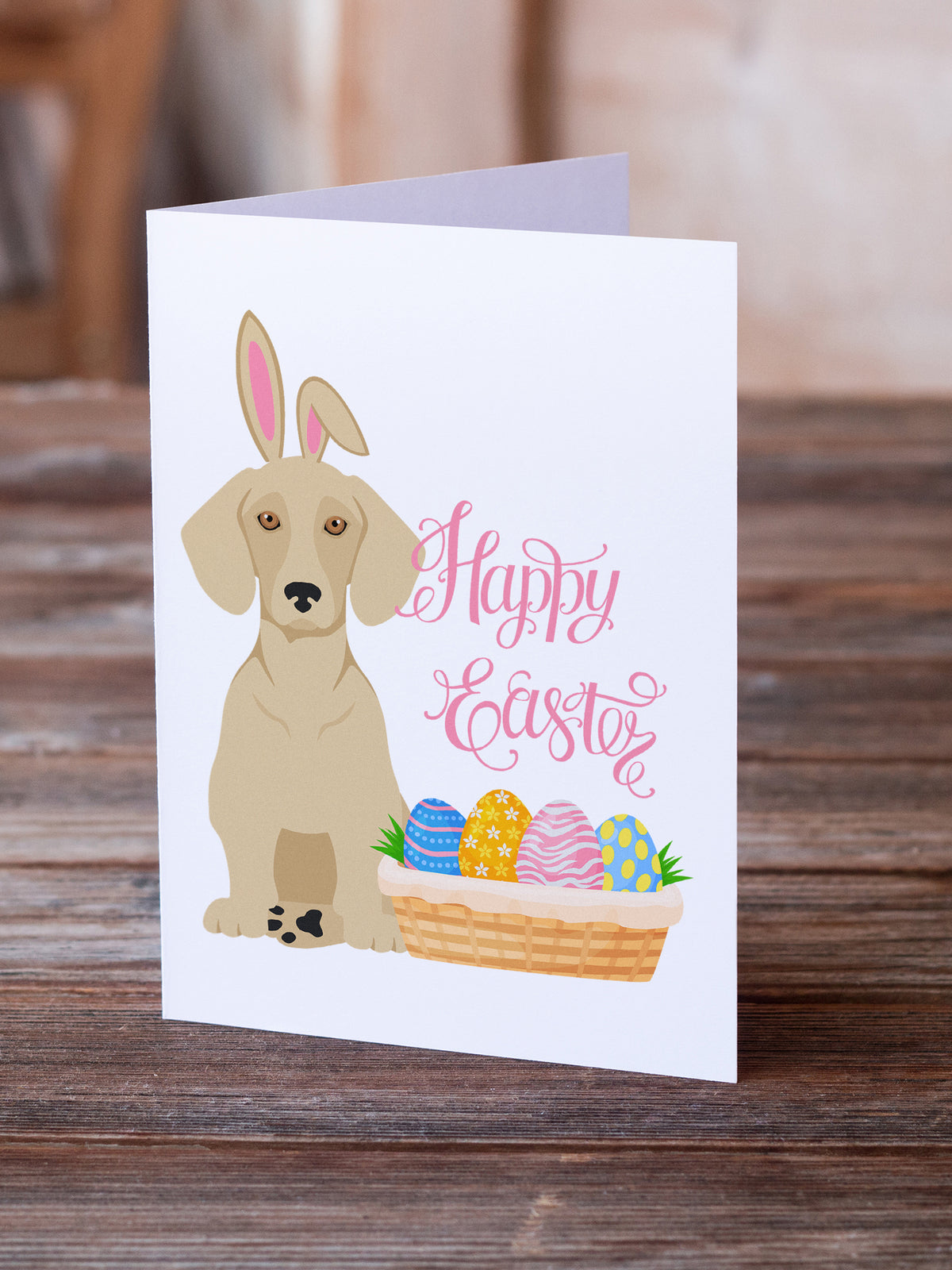 Caroline's Treasures Cream Dachshund Easter Greeting Cards - Blank Note Cards – 8-Pack of Artist-Designed Cards with Envelopes