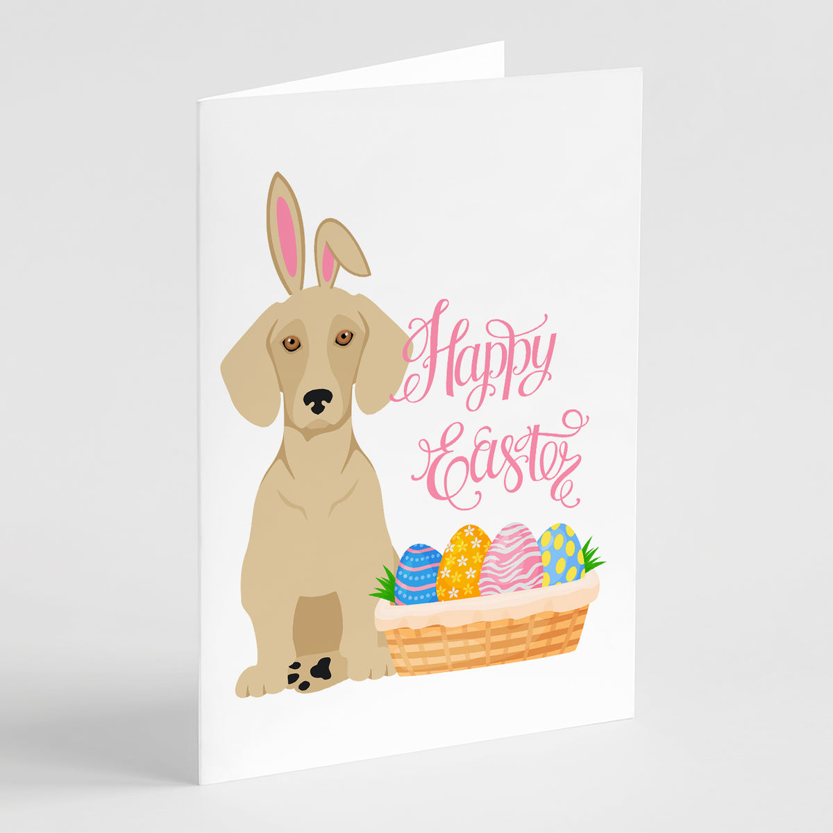 Caroline's Treasures Cream Dachshund Easter Greeting Cards - Blank Note Cards – 8-Pack of Artist-Designed Cards with Envelopes