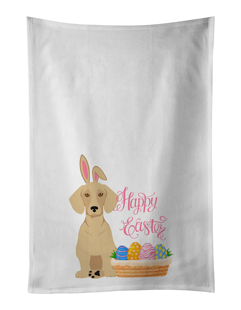 Buy this Cream Dachshund Easter White Kitchen Towel Set of 2 Dish Towels