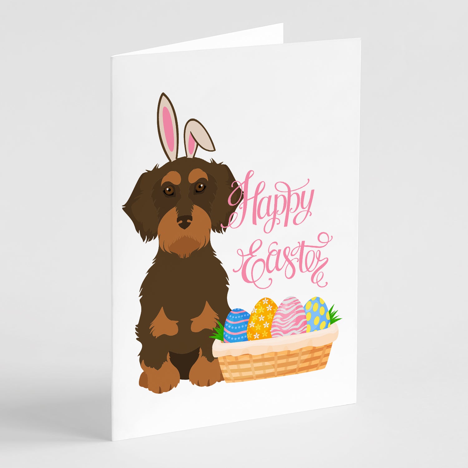 Buy this Wirehair Chocolate and Tan Dachshund Easter Greeting Cards and Envelopes Pack of 8