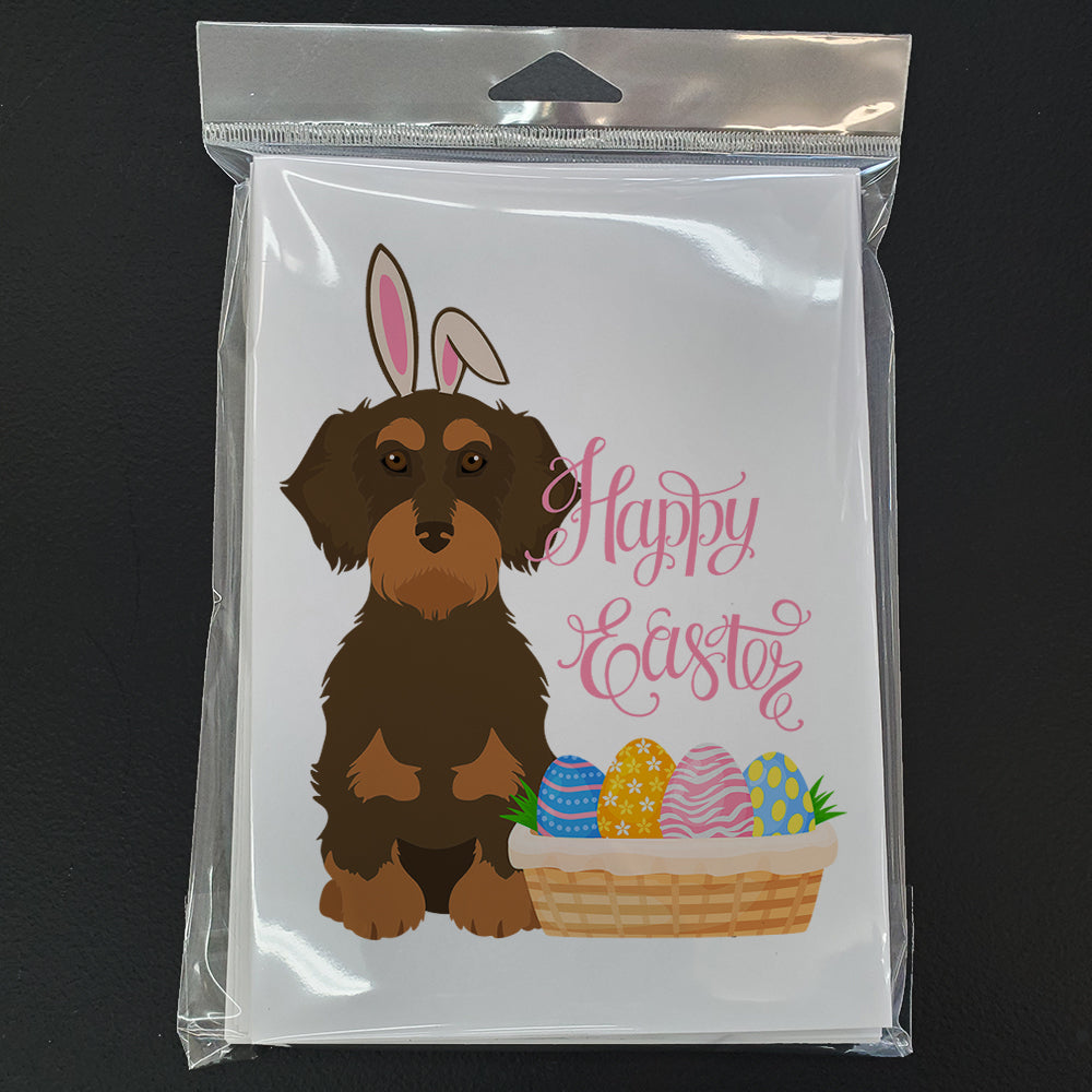 Caroline's Treasures Wirehair Chocolate and Tan Dachshund Easter Greeting Cards - Blank Note Cards – 8-Pack of Artist-Designed Cards with Envelopes
