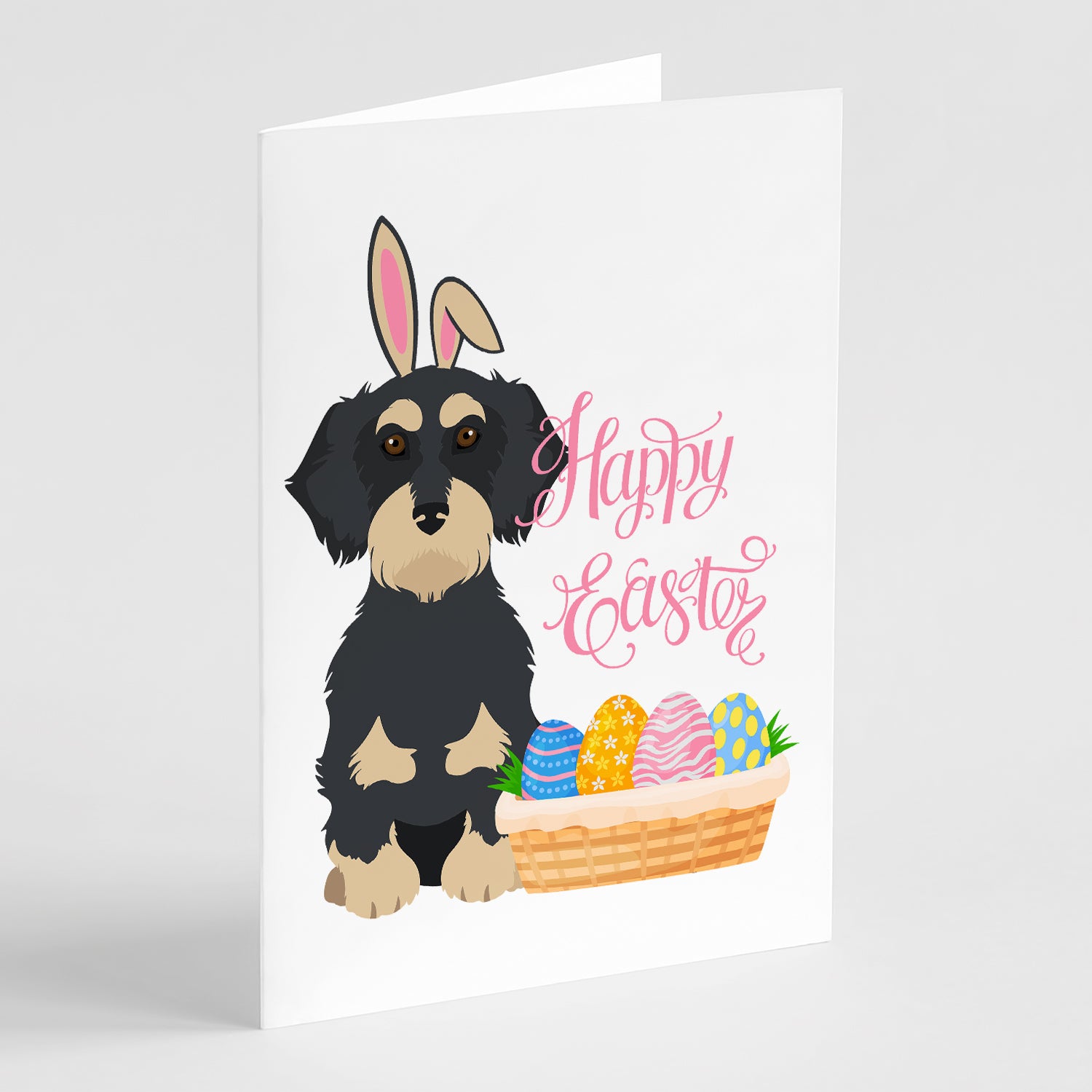 Buy this Wirehair Black and Cream Dachshund Easter Greeting Cards and Envelopes Pack of 8