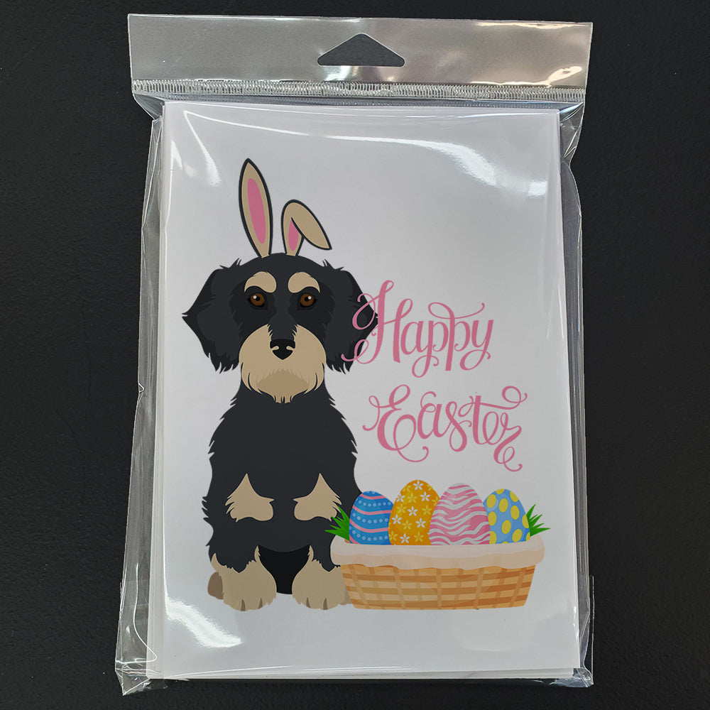 Wirehair Black and Cream Dachshund Easter Greeting Cards and Envelopes Pack of 8 - the-store.com