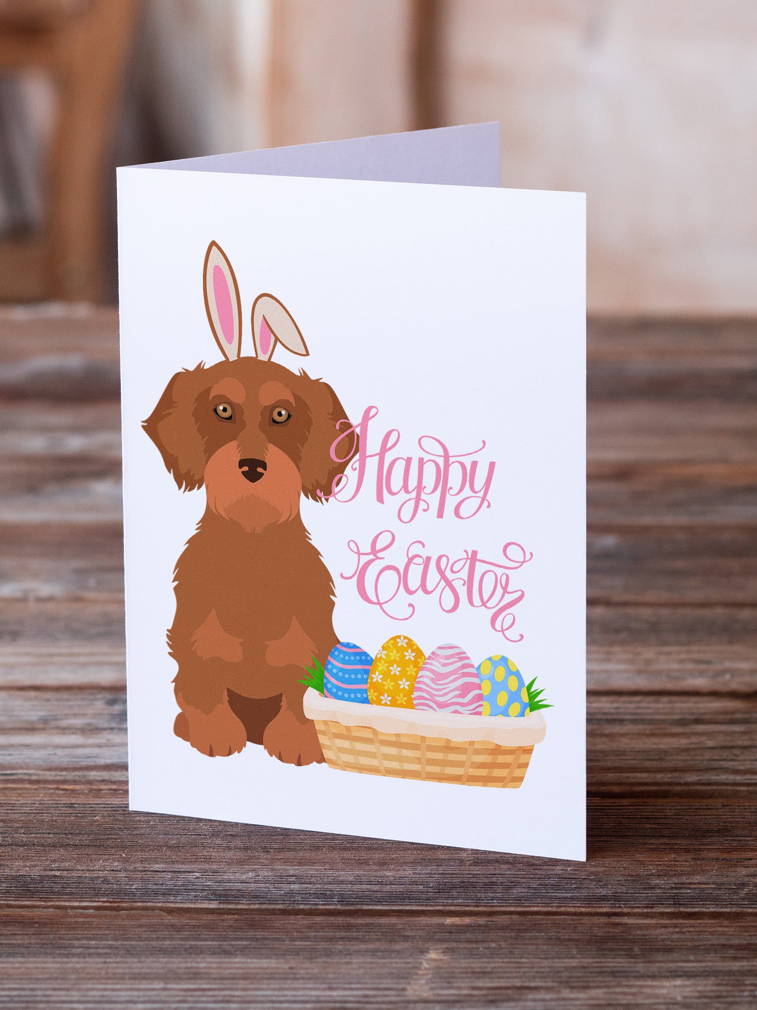 Buy this Wirehair Red Dachshund Easter Greeting Cards and Envelopes Pack of 8