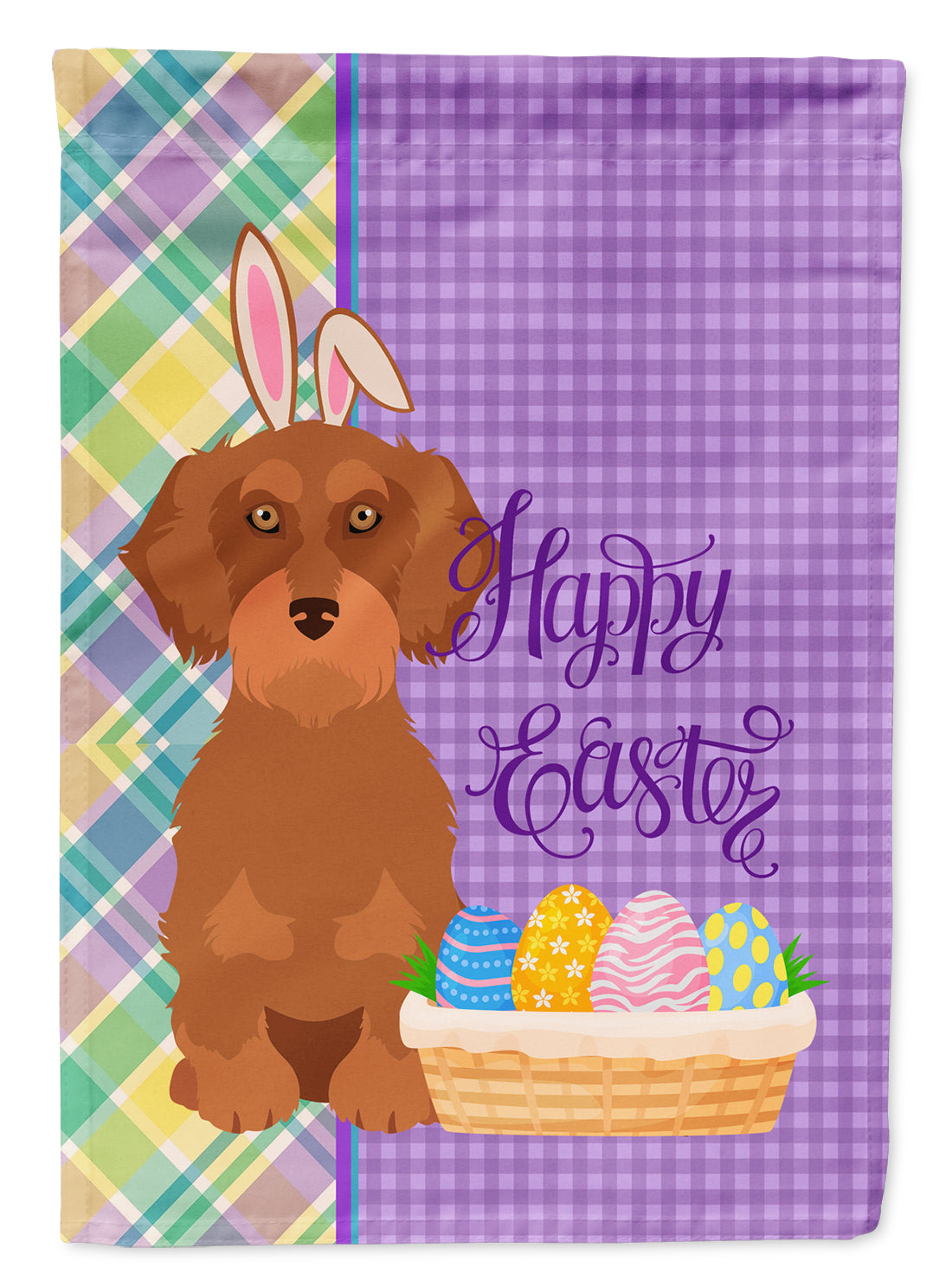 Wirehair Red Dachshund Easter Flag Garden Size  the-store.com.