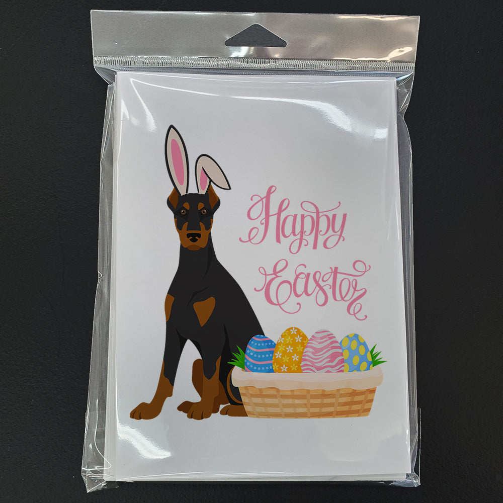 Black and Tan Doberman Pinscher Easter Greeting Cards and Envelopes Pack of 8 - the-store.com