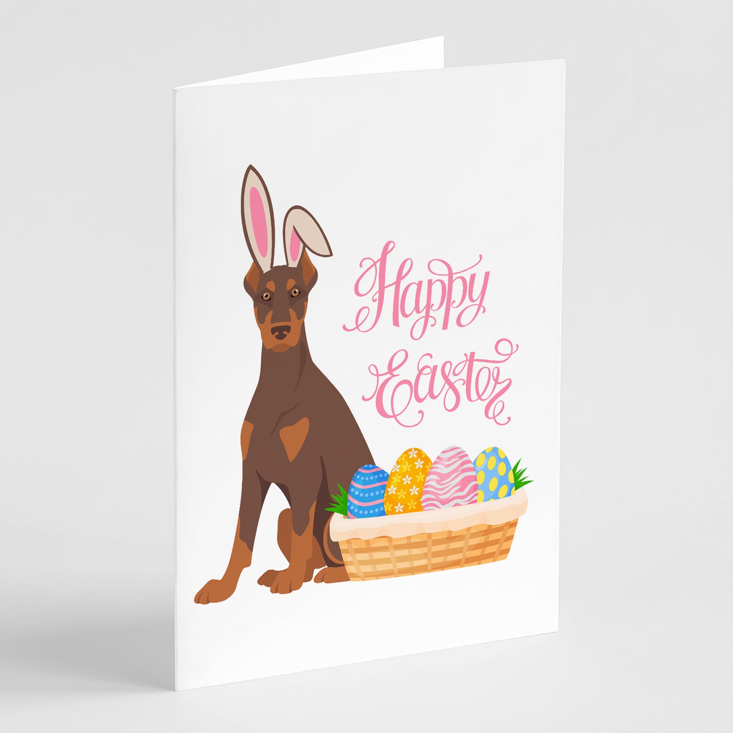 Buy this Red and Tan Doberman Pinscher Easter Greeting Cards and Envelopes Pack of 8