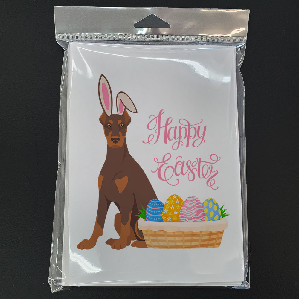 Red and Tan Doberman Pinscher Easter Greeting Cards and Envelopes Pack of 8 - the-store.com