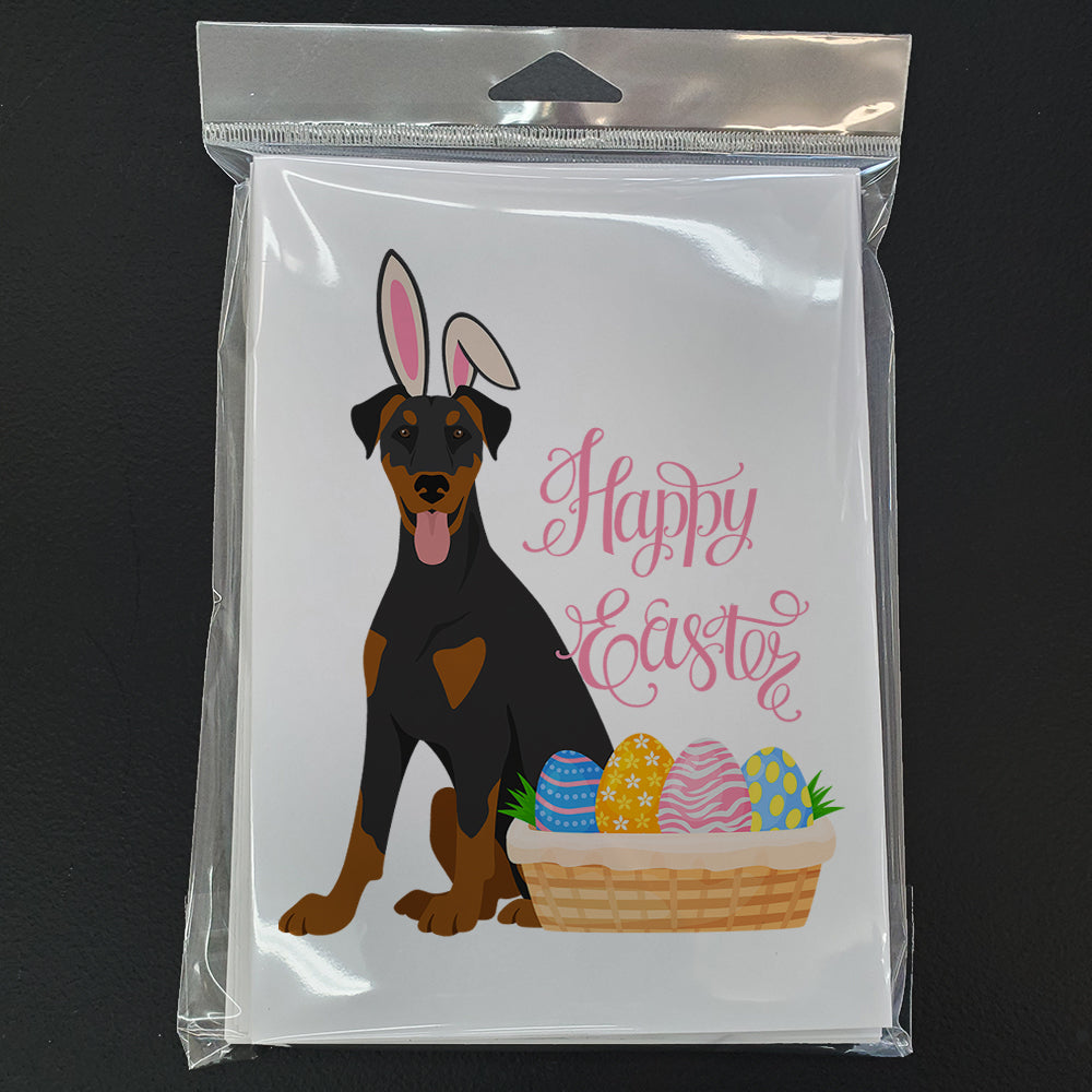 Natural Ear Black and Tan Doberman Pinscher Easter Greeting Cards and Envelopes Pack of 8 - the-store.com