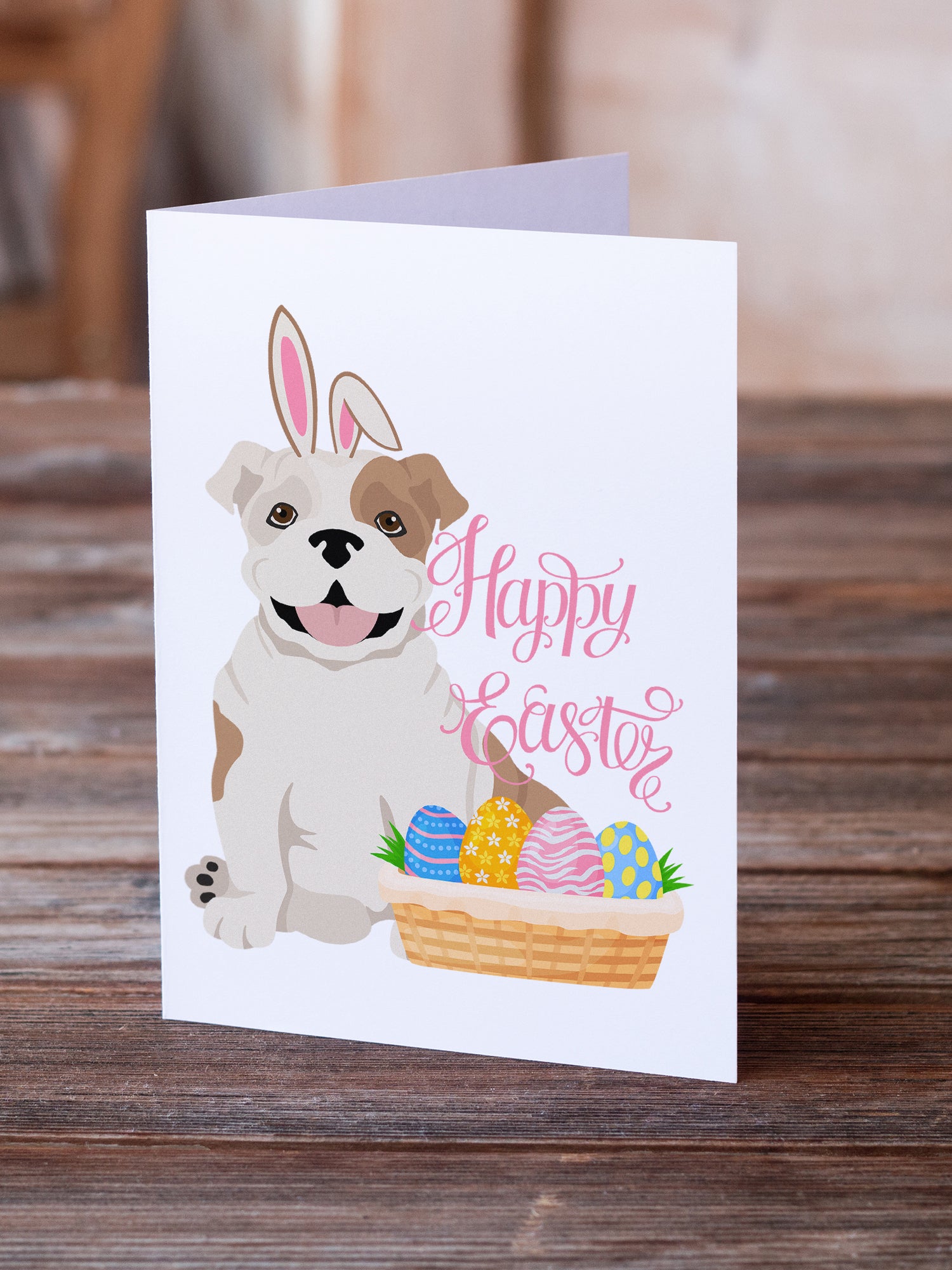 Buy this Piebald English Bulldog Easter Greeting Cards and Envelopes Pack of 8