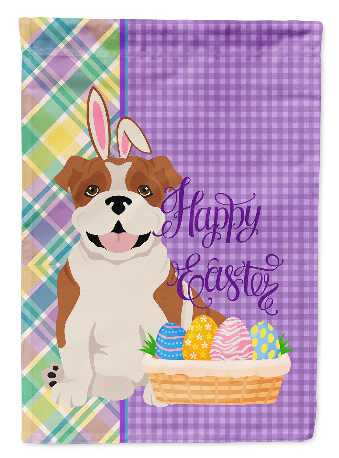 Red English Bulldog Easter Flag Garden Size  the-store.com.