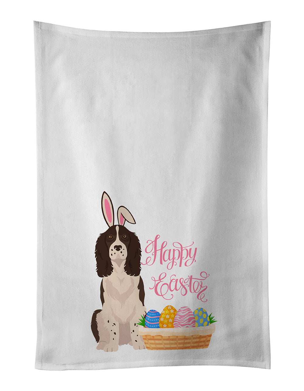 Buy this Liver English Springer Spaniel Easter White Kitchen Towel Set of 2 Dish Towels