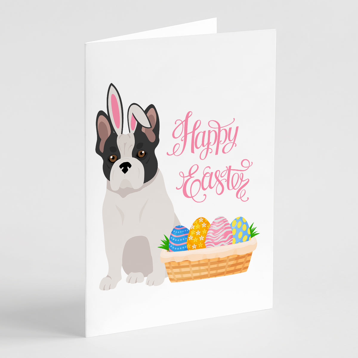 Buy this Black and White French Bulldog Easter Greeting Cards and Envelopes Pack of 8