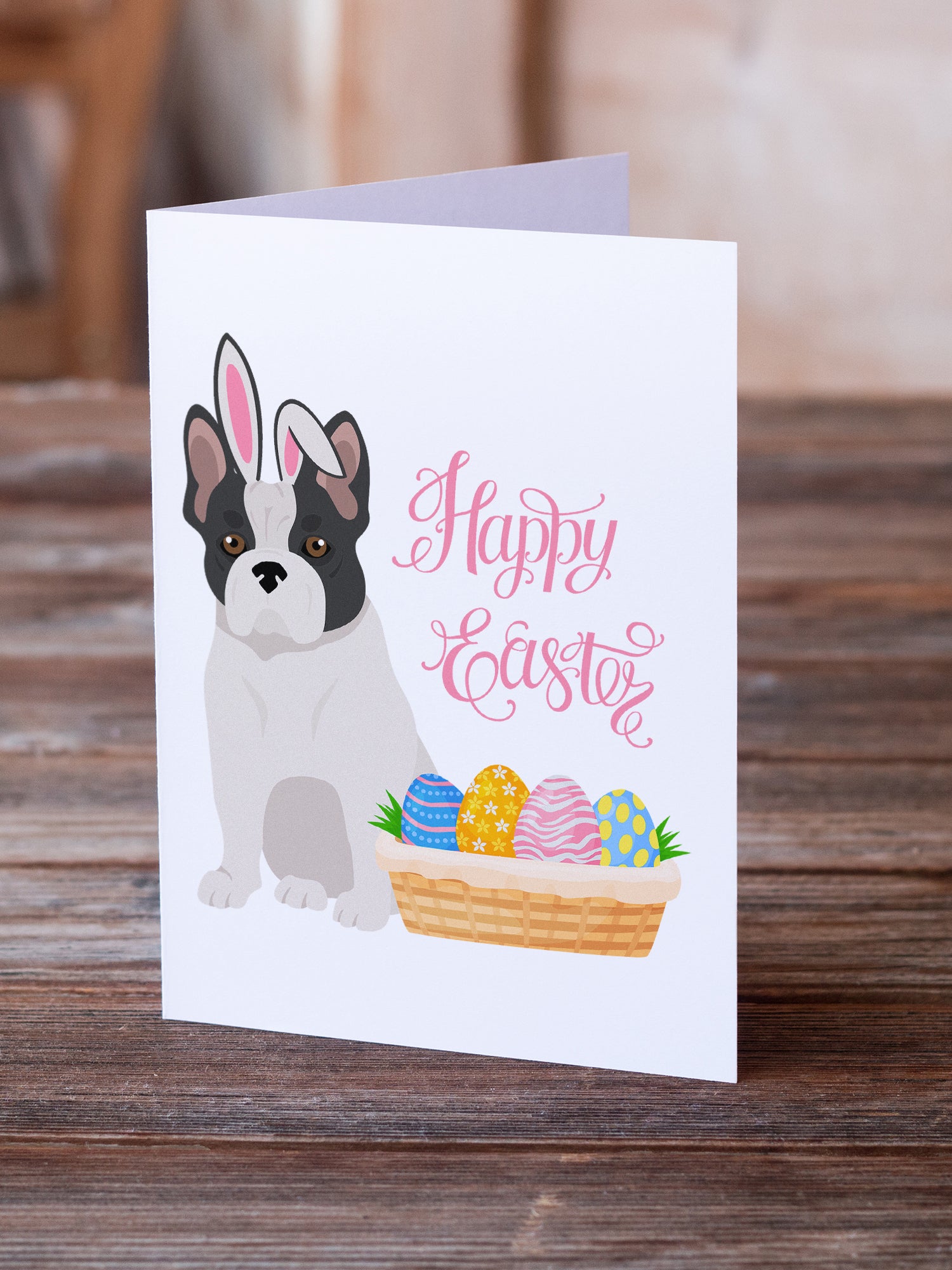 Black and White French Bulldog Easter Greeting Cards and Envelopes Pack of 8 - the-store.com