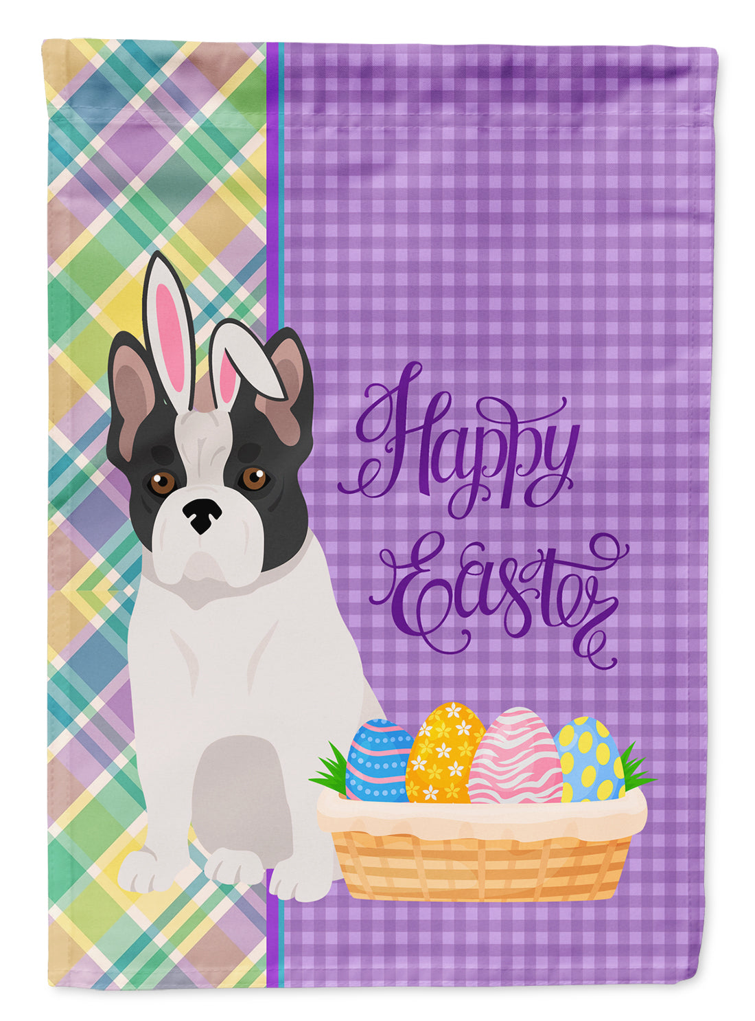 Black and White French Bulldog Easter Flag Garden Size  the-store.com.