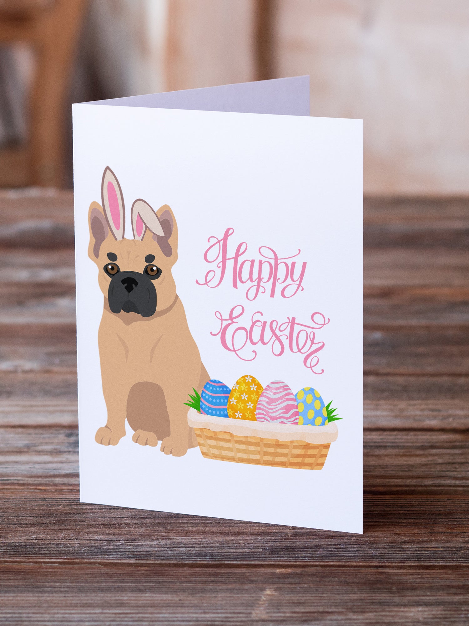 Fawn French Bulldog Easter Greeting Cards and Envelopes Pack of 8 - the-store.com