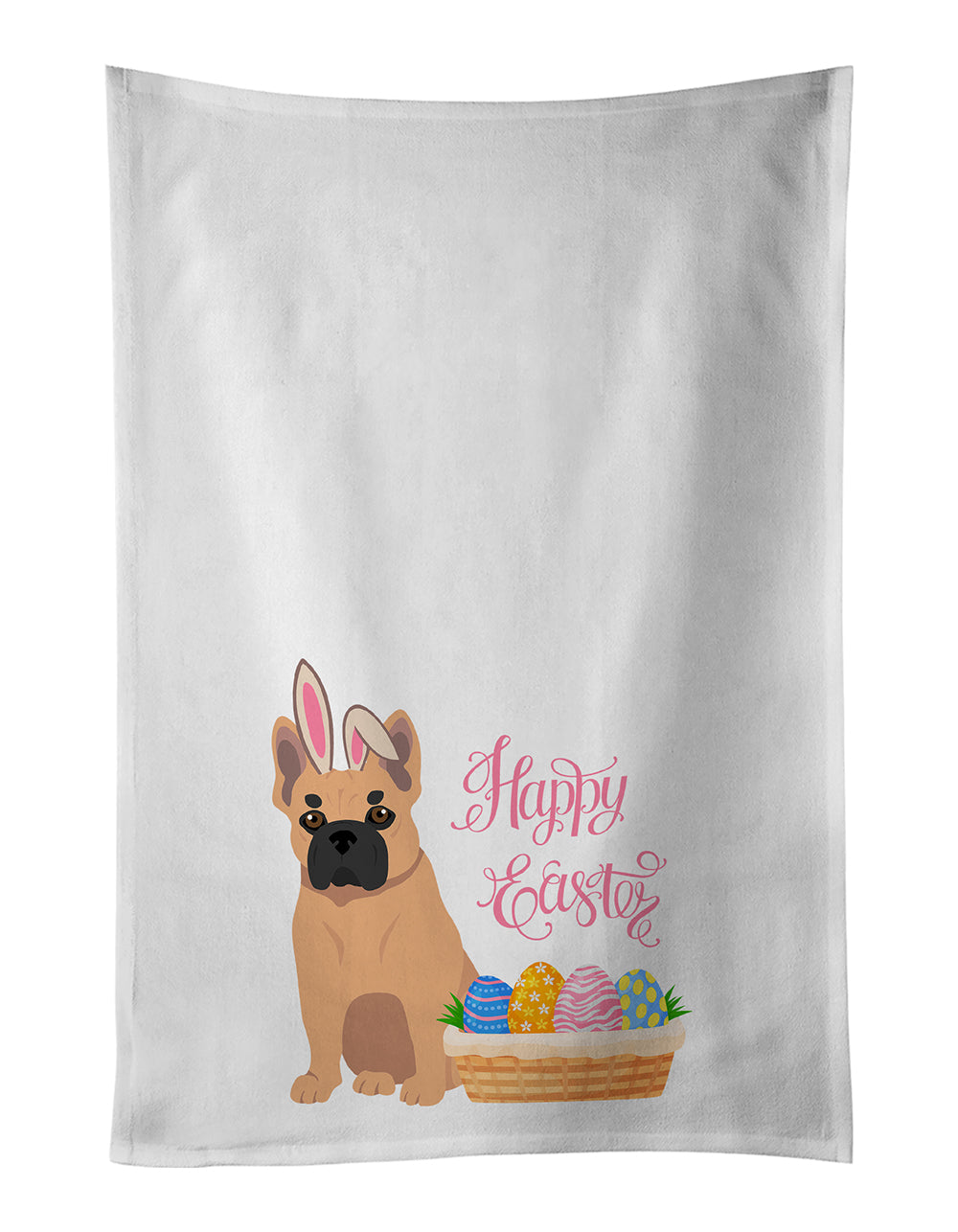Buy this Fawn French Bulldog Easter White Kitchen Towel Set of 2 Dish Towels
