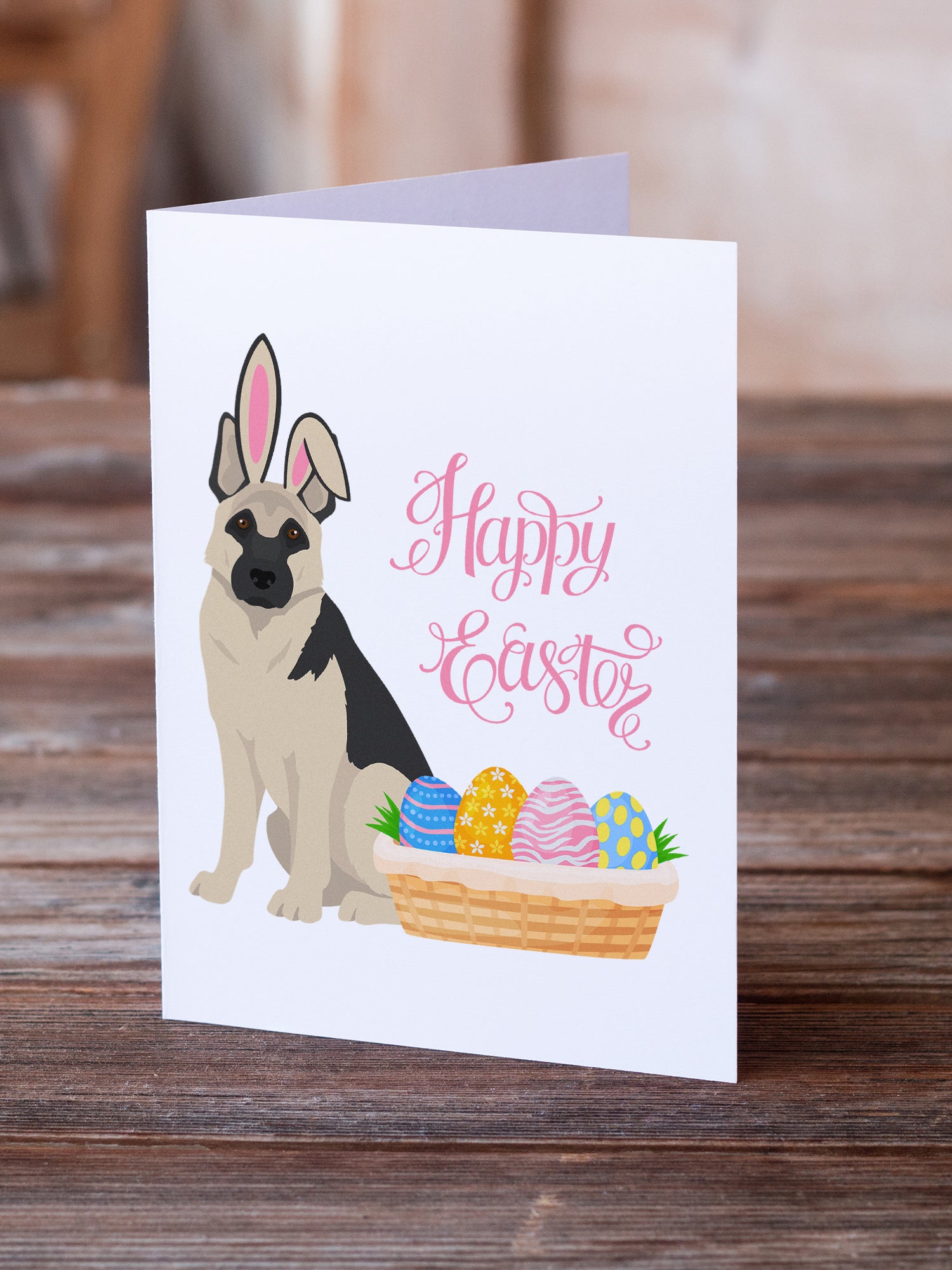 Buy this Black and Silver German Shepherd Easter Greeting Cards and Envelopes Pack of 8