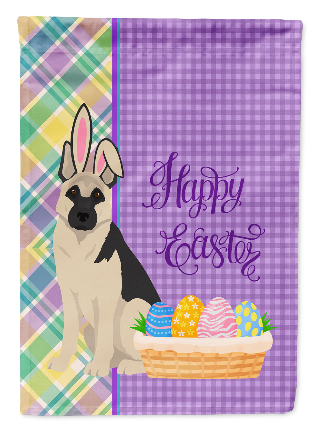 Black and Silver German Shepherd Easter Flag Garden Size  the-store.com.