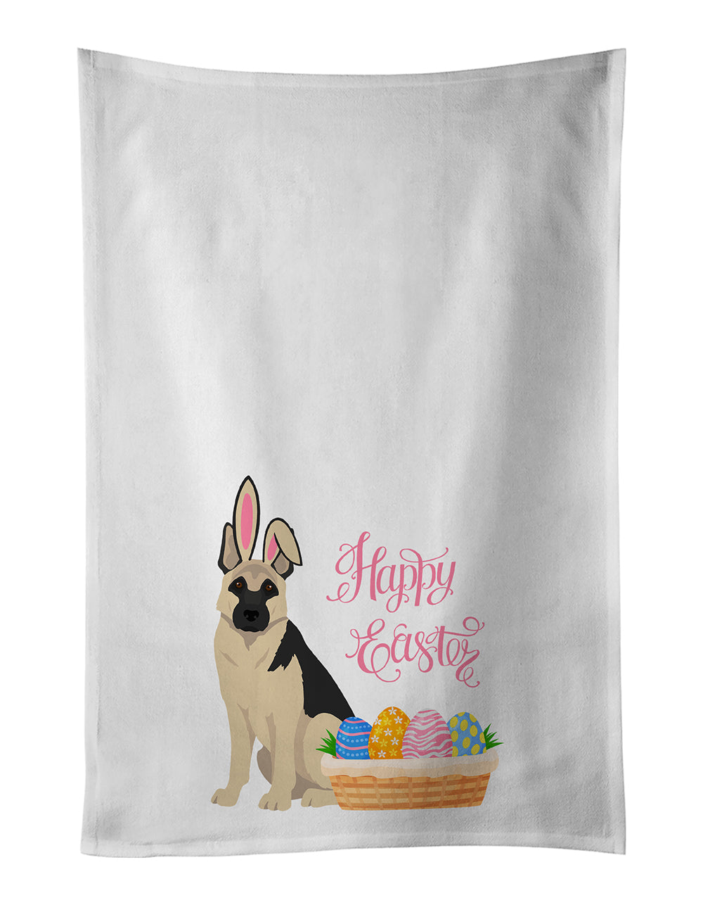 Buy this Black and Silver German Shepherd Easter White Kitchen Towel Set of 2 Dish Towels