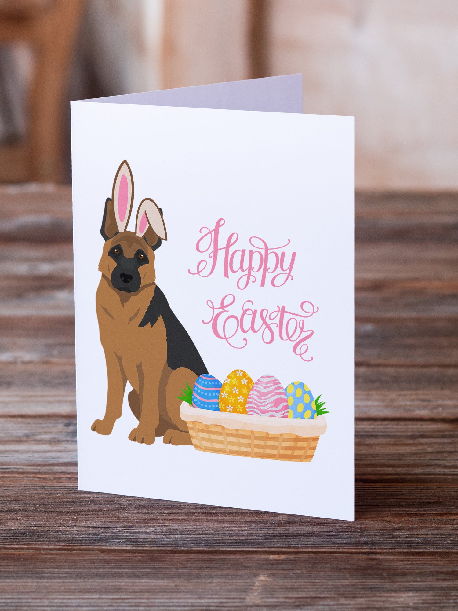 Buy this Black and Tan German Shepherd Easter Greeting Cards and Envelopes Pack of 8