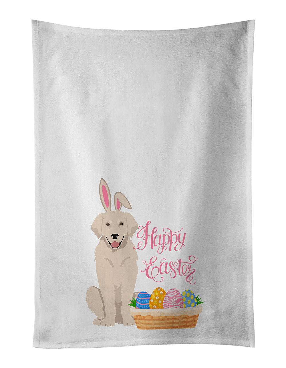 Buy this Cream Golden Retriever Easter White Kitchen Towel Set of 2 Dish Towels
