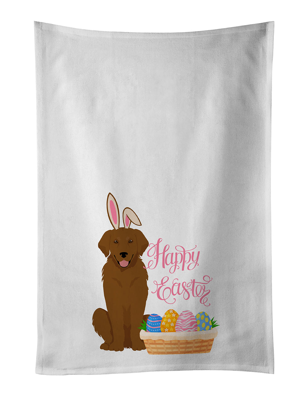 Buy this Mahogany Golden Retriever Easter White Kitchen Towel Set of 2 Dish Towels