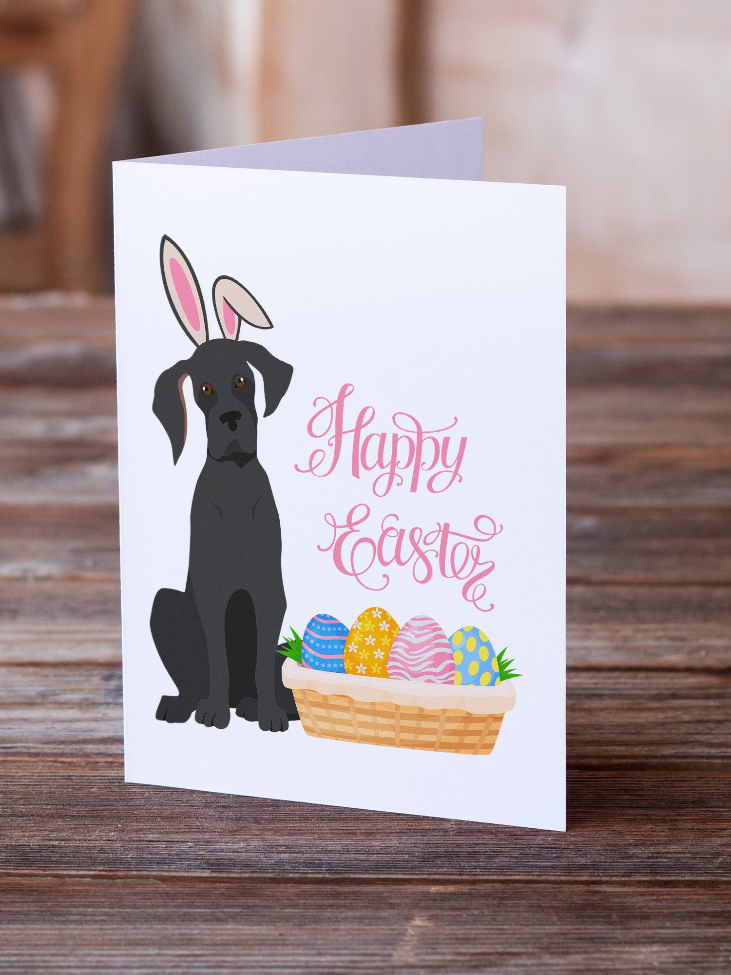 Black Great Dane Easter Greeting Cards and Envelopes Pack of 8 - the-store.com