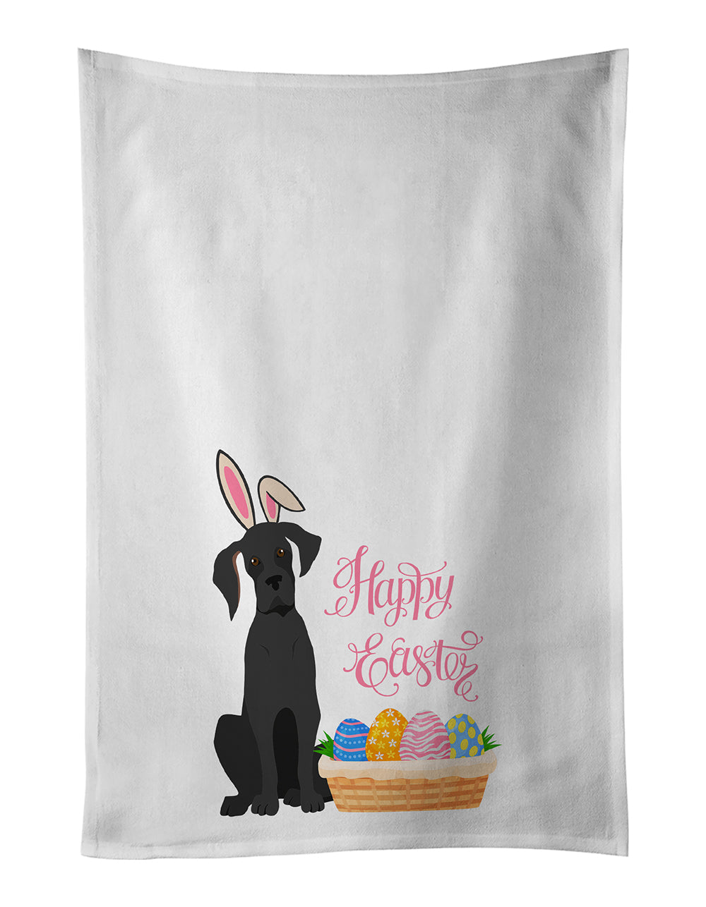 Buy this Black Great Dane Easter White Kitchen Towel Set of 2 Dish Towels