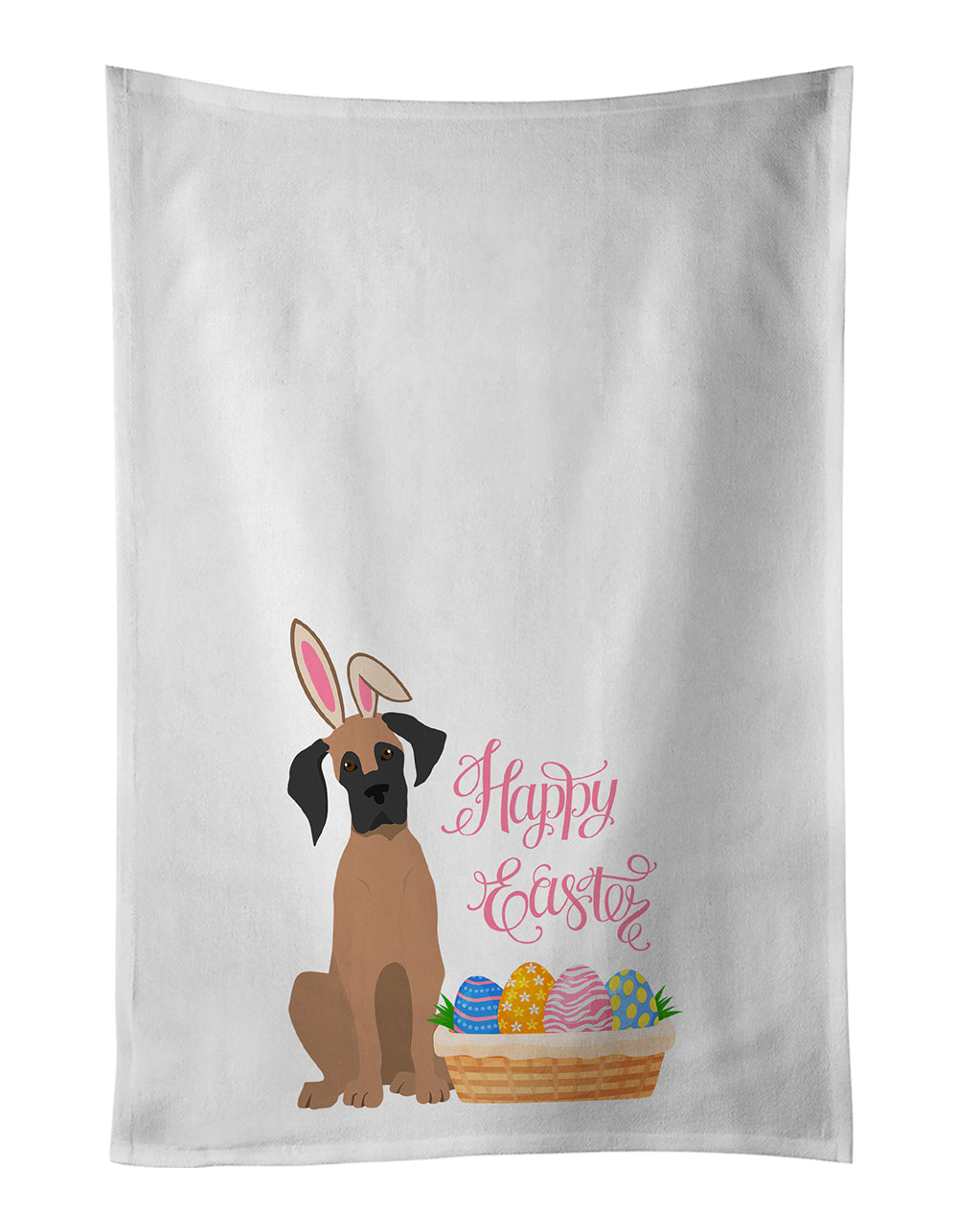 Buy this Fawn Great Dane Easter White Kitchen Towel Set of 2 Dish Towels