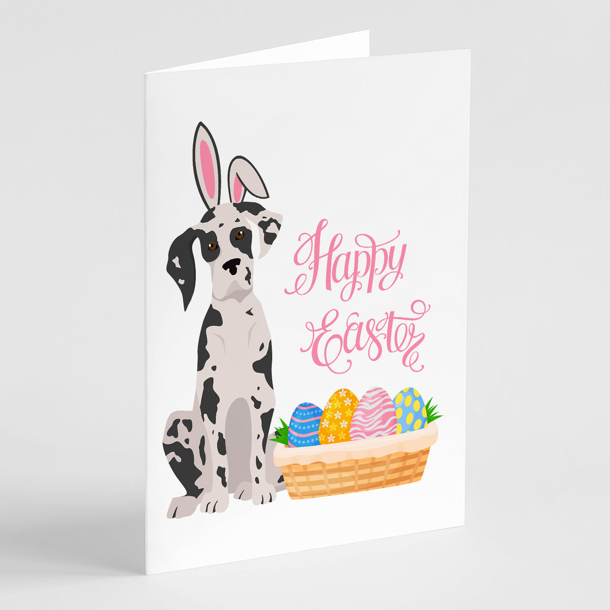 Buy this Harlequin Great Dane Easter Greeting Cards and Envelopes Pack of 8