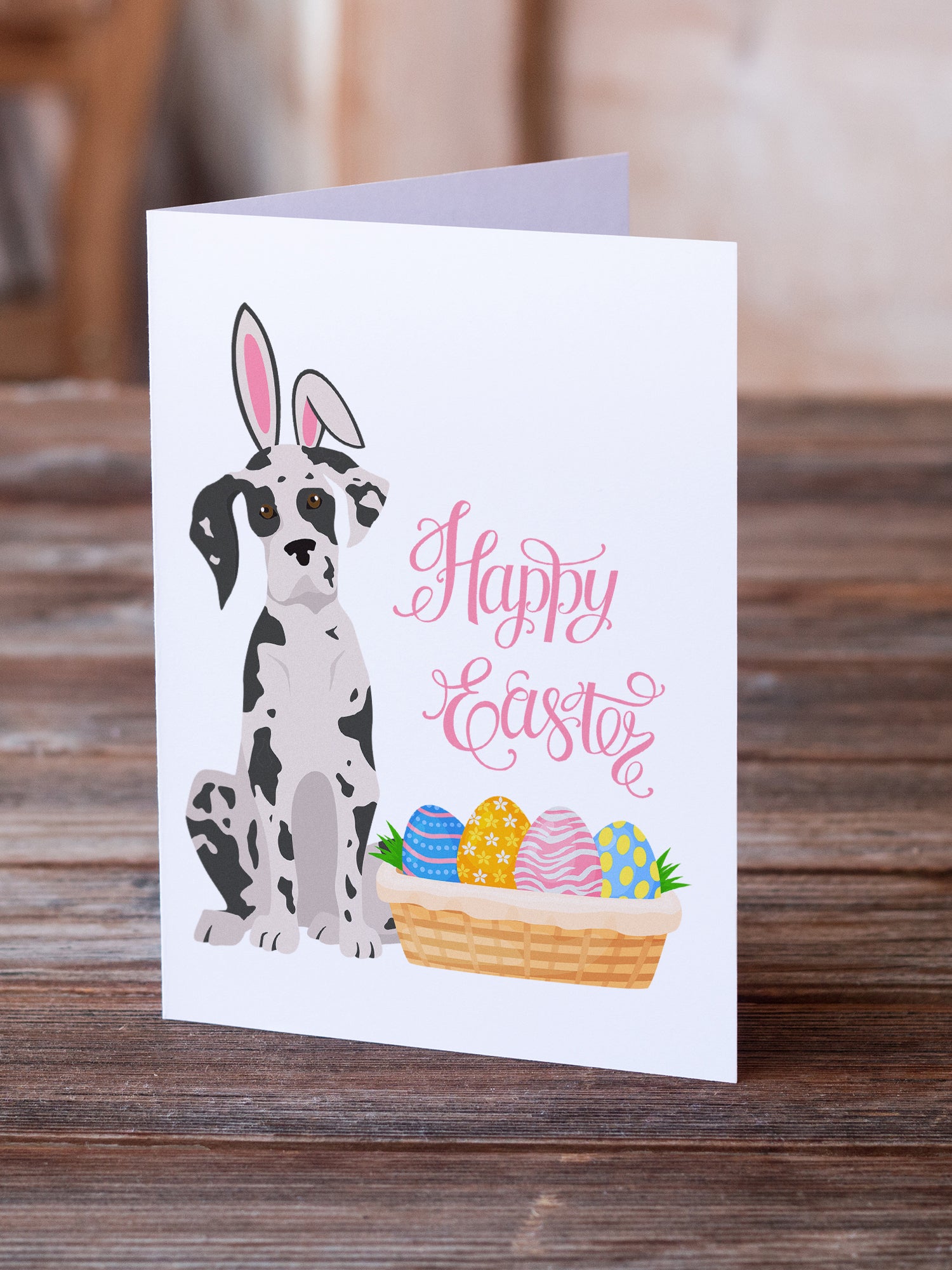 Harlequin Great Dane Easter Greeting Cards and Envelopes Pack of 8 - the-store.com