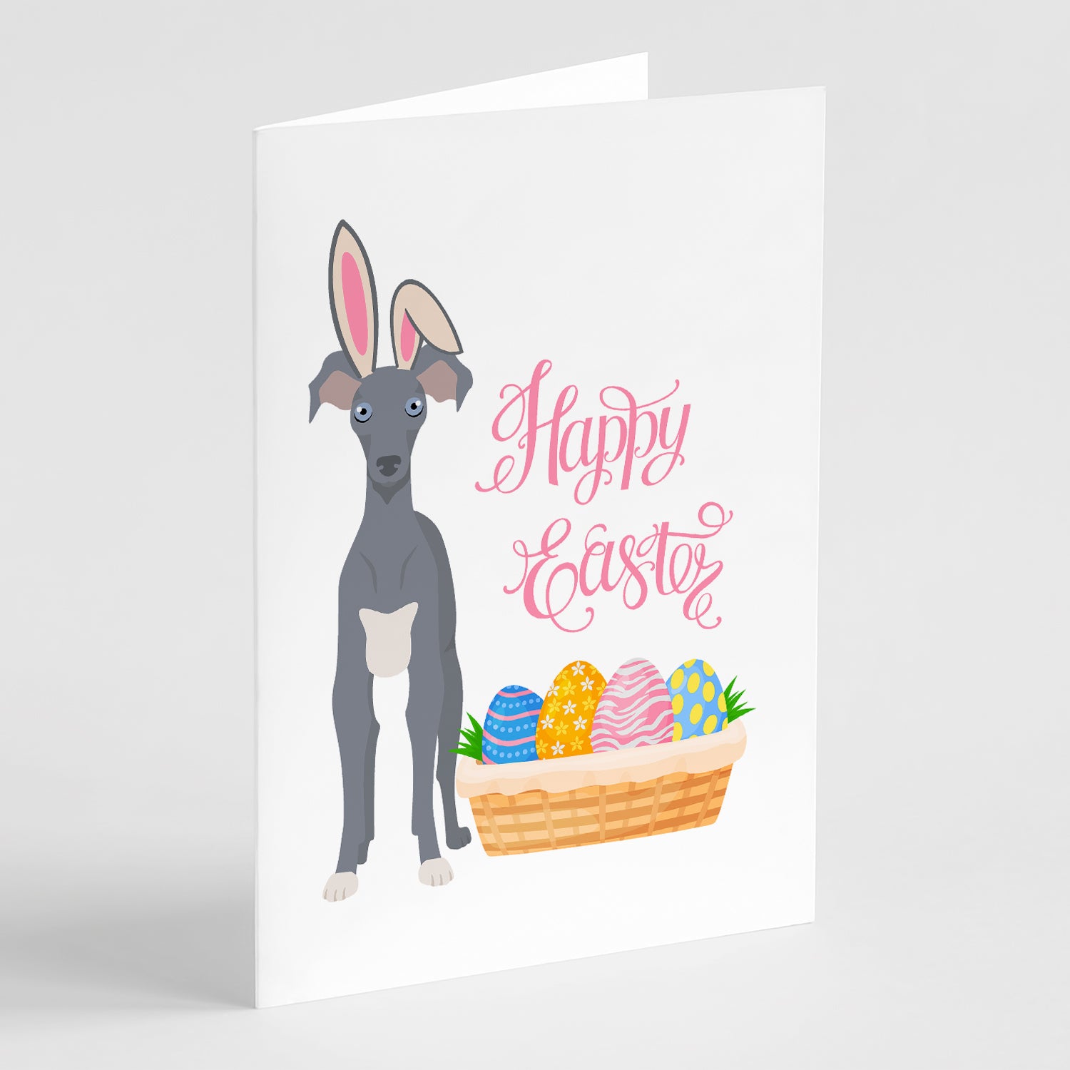 Buy this Gray Italian Greyhound Easter Greeting Cards and Envelopes Pack of 8