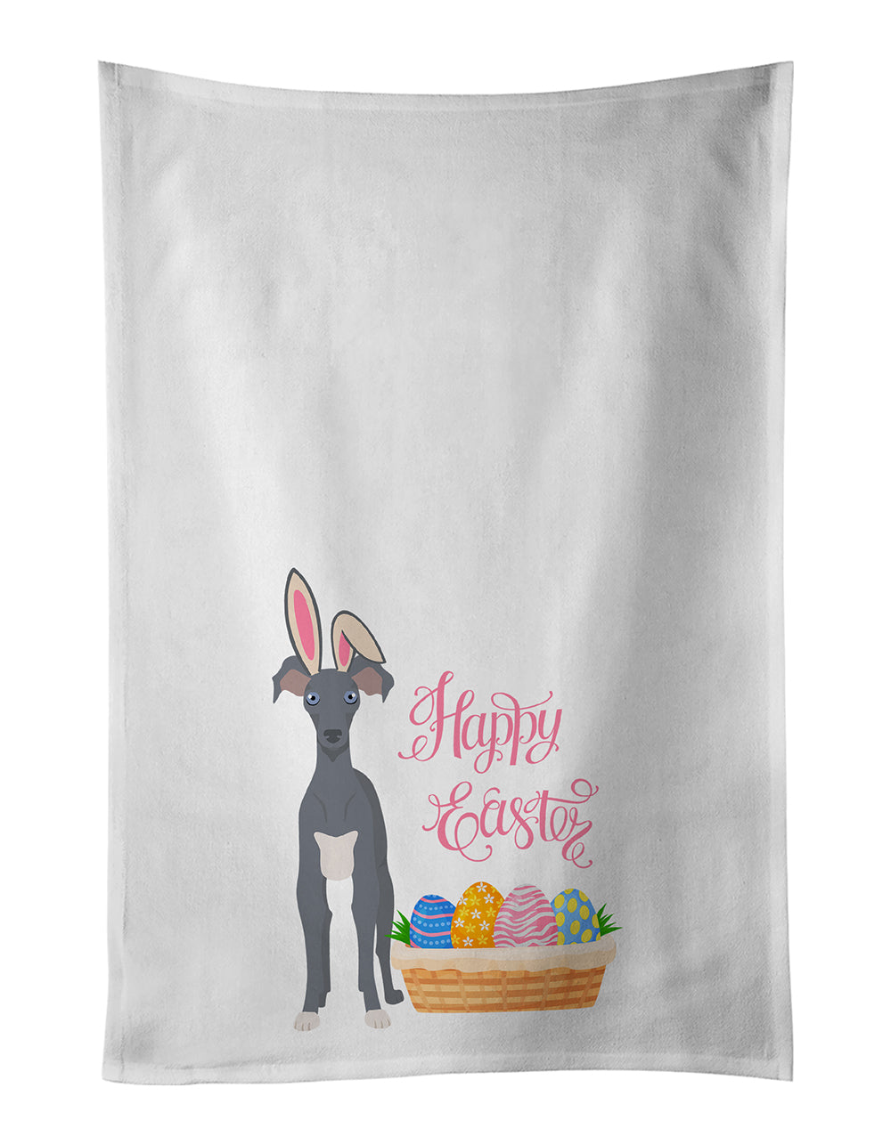 Buy this Gray Italian Greyhound Easter White Kitchen Towel Set of 2 Dish Towels