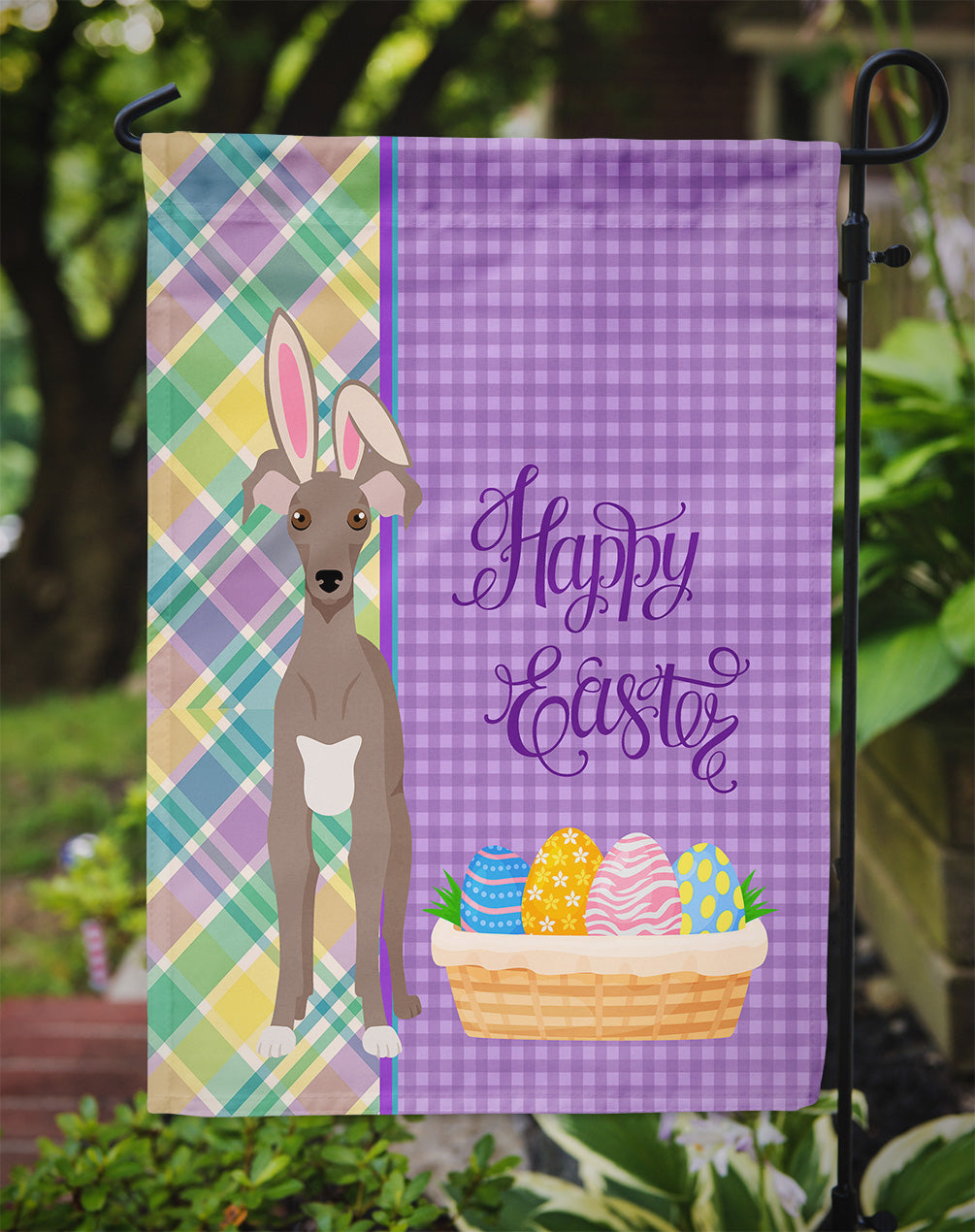 Fawn Italian Greyhound Easter Flag Garden Size  the-store.com.