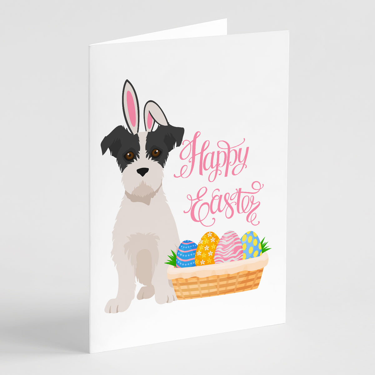 Buy this Black White Wirehair Jack Russell Terrier Easter Greeting Cards and Envelopes Pack of 8